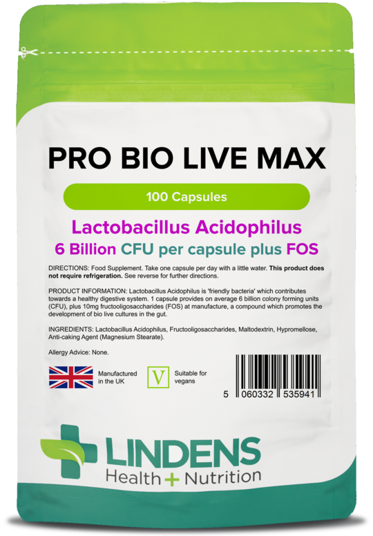 Pro Bio Live Max 6 Billion CFU Veg Capsules 100 Capsules