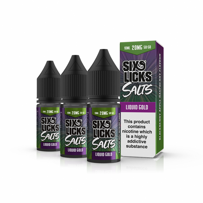 Six Licks Nic Salts Liquid Gold 10mg 20mg 10ml