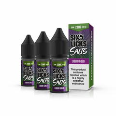 Six Licks Nic Salts Liquid Gold 10mg 20mg 10ml