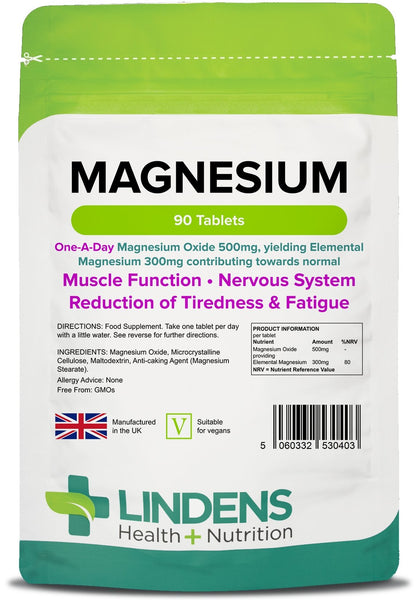 Magnesium Tablets (MgO 500mg) 90 Tablets