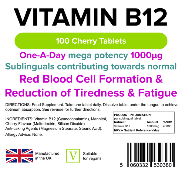 Vitamin B12 1000mcg Sublingual Tabs 100 Tablets