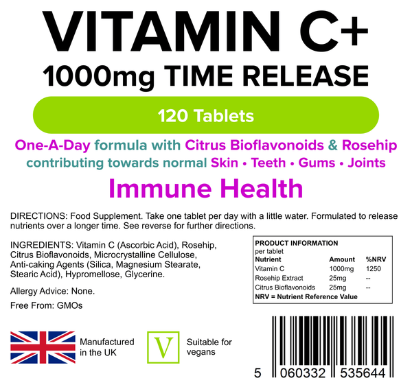 Vitamin C+ 1000mg (Time Release) Tablets 120 Tablets