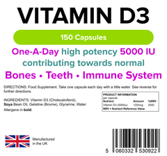 Vitamin D3 5000IU Capsules 150 Capsules